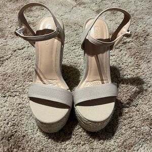 Chic Cream Wedge Sandals